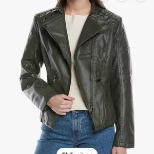 Rene Lion Black Faux Leather Moto Biker Jacket. NWT. Women’s 3XL (20-22)